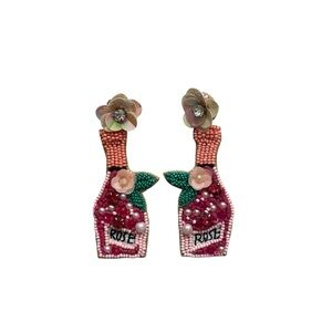Anthropologie Pink and Green Beaded Earrings